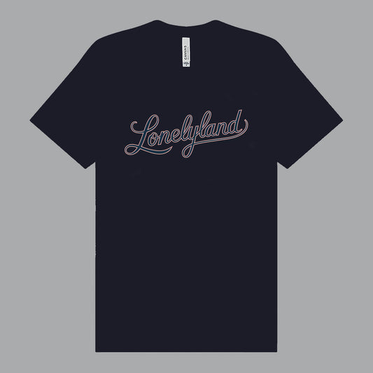 Lonelyland Script Navy Blue Tee