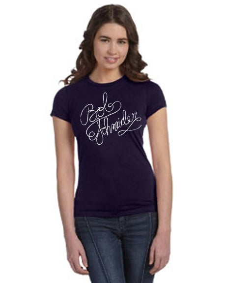 Bob Script Women's Navy Blue Tee