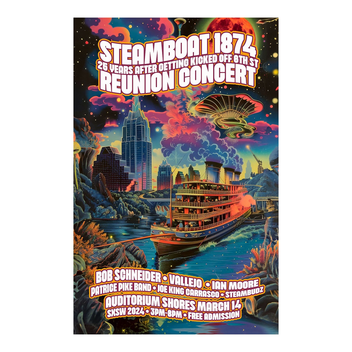 Limited Edition SXSW 2024 Steamboat Reunion Show Poster